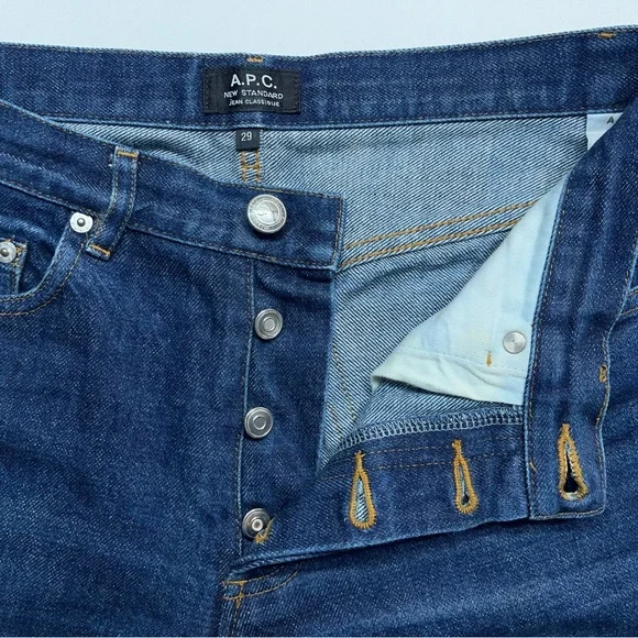 A.P.C. Red Line Selvedge Jeans Mens 29 Blue Denim Button Fly Japan 29” Inseam - Picture 7 of 16